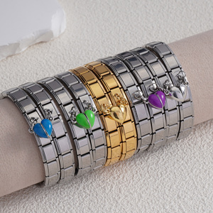 Popular Pulsera de Abalorios Italianos con Corazón Magnético Luminoso que Brilla en la Oscuridad, Acero Inoxidable Oro y Plata - Product Image 1