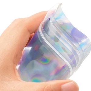 <span class=keywords><strong>100</strong></span> Cái Laser Cầu Vồng Ba Chiều Túi Giấy Bạc 4X6 Inch Chống Mùi Có Thể Khóa Lại Túi Mylar Đựng Thực Phẩm Có Khóa Kéo Trong Suốt - Product Image 2