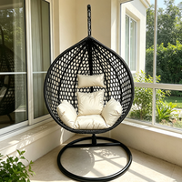 Fauteuil suspendu de luxe avec support, chaise balançoire en rotin tressé à la main pour chambre, balcon, jardin, détente