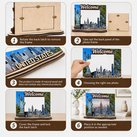 Bingkai Foto Kayu Universal Bangkok untuk Meja, Bingkai Gambar untuk Foto Cetak, Bingkai Suvenir, Kerajinan Tangan Kayu