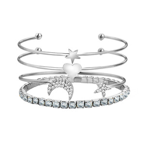 Ensemble de bracelets en fil de fer coloré pour femmes, pendentif arc-en-ciel de style européen et américain, bracelet tendance coloré 8 pièces/ensemble - Product Image 6