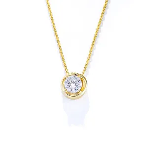 14K Gold Plated Cute Cubic Zirconia Simulated Solitaire Diamond Necklace Crystal CZ Dainty Choker Necklaces