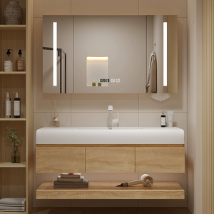 Muebles de Baño Modernos con Lavabo y Espejo, Conjunto de Muebles Sanitarios, Mueble de Baño Suspendido en la Pared - Product Image 3