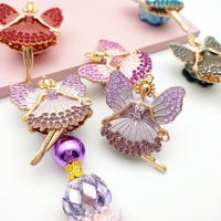 51296 Magnifiques embouts de stylo en alliage avec perles en strass, motif danseuse de ballet mignonne, nouveaux accessoires de bijoux pour stylos DIY, ange dansant perlé