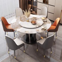 Moderner Luxus-Esstisch mit Marmorplatte und Stuhlset für 4, 6 oder 8 Personen, Schwarze Küchen- und Esszimmermöbel aus Metall, Neueste Designs