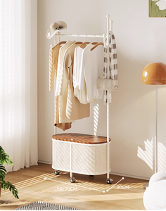 Nouveau modèle 2025 : <span class=keywords><strong>Porte</strong></span>-vêtements autoportant pour chambre, panier à linge, étagère de rangement, support à vêtements portable et compact, <span class=keywords><strong>porte</strong></span>-<span class=keywords><strong>manteau</strong></span> pour salon - Product Image 1