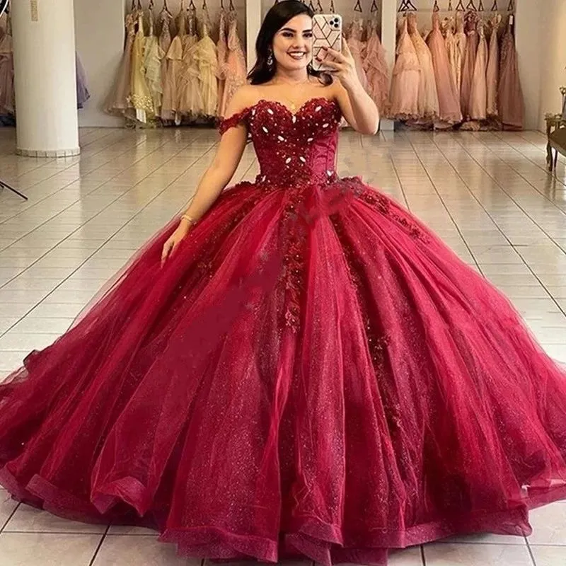 Burgundy Quinceanera Dresses - Elegant off Shoulder Gowns