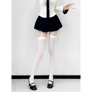 Knee Socks Women 15D Thin Transparent Solid Color Polyester Fiber Velvet JK Style Over The Knee Stockings For Youth - Product Image 2