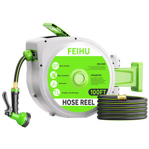 FEIHU Enrouleur de tuyau d'arrosage rétractable 1/2 100 ft Connecteur mural en laiton à 3 couches en PVC 3/4 "4-8 Bar Pression 180 Pivotant - Product Image 2