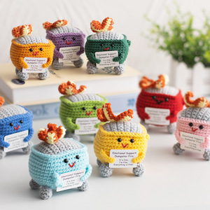 Handmade Crocheted Fire Box Simulation Decorative Textile Fabric Crafts Positive Emotionally Fun Trash Doll Hand-Woven Finished