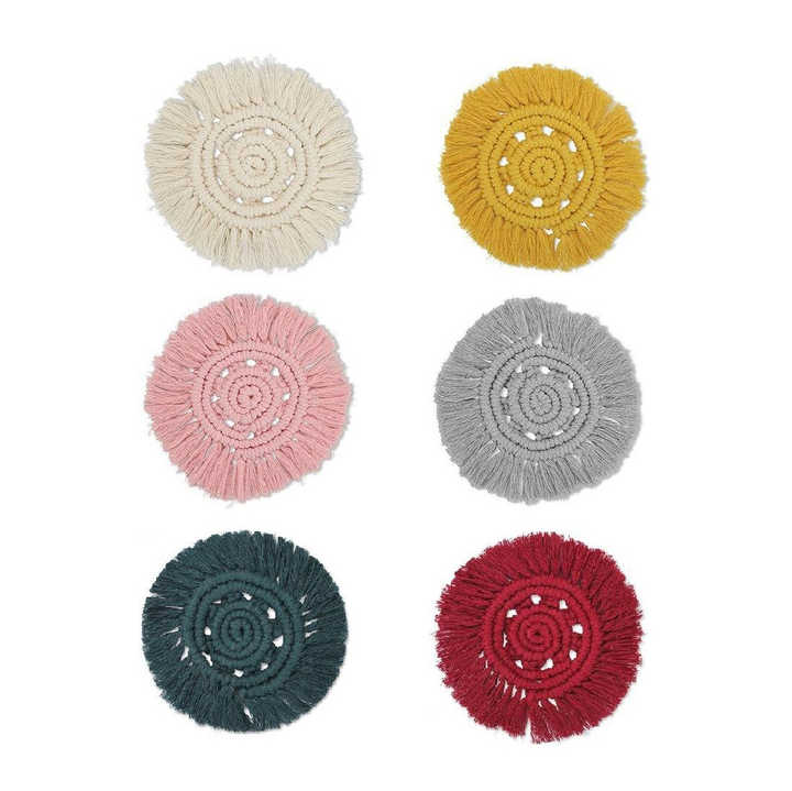 Handmade Paper Placemats for Everyday Use Reusable Waterproof Korean Style Round Place Mats Cotton Blend Plaid Design Weddings