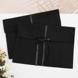 Custom Logo Printed <b>Envelope</b> Hats Gift Packaging Cotton Bag With Ribbon Black Cotton Herringbone Clothes Shoes <b>Envelope</b> Dust Bag - Product Image 2