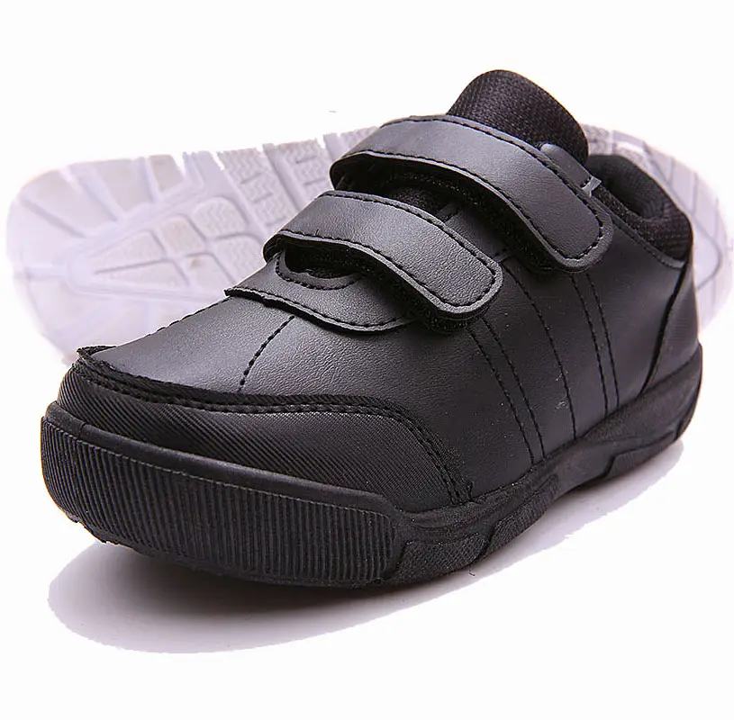 USD3-5 CHEAP 2019 kids boys unisex injection casual black white running school sneakers shoes with belt for children