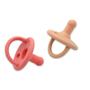 סיטונאי טבעי גומי יילוד Teether מוצצי סיליקון תינוק מוצצים עם ידית מתקפלת