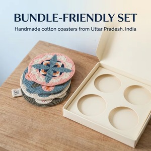Floral Beaded <b>Coaster</b> Colorful Round <b>Drink</b> <b>Coasters</b> with Abstract Flower Design for Dining Table, Coffee Table & Home Decor - Product Image 3