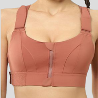 Soutien-gorge de sport grande taille à fermeture éclair avant haute résistance, bretelles réglables en velcro, respirant, pour yoga, course à pied et fitness en extérieur