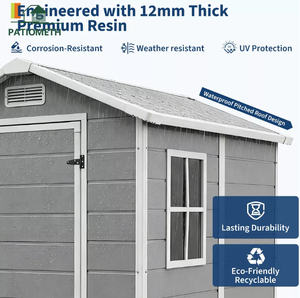 Abri de jardin en plastique pour l'extérieur avec plancher, <span class=keywords><strong>porte</strong></span> verrouillable, abri de jardin en résine, organisateur de patio et de jardin 4x6/6x8/8x10FT, directement de l'usine - Product Image 4