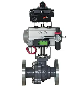 Nuzhuo DN15-350 Wcb Pneumatische Enkelwerkende Afgesneden Kogelklep Roestvrij Staal Met Positioner Actuator Media-Industrie