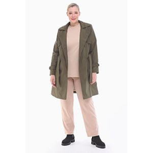 Gabardina cruzada color caqui para mujer con cinturón - Product Image 2