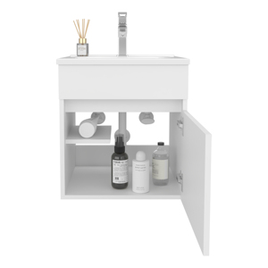 Primavera 18 In Wide Floating Bathroom Vanity <b>White</b> Cabinet With Sink And <b>Mirror</b> - Product Image 3