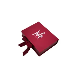 Süper iyi özel logo bordo şerit mıknatıslı hediye kutusu giysi saatler şaraplar ambalaj kutusu