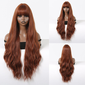 Perruque à franges pour festival cosplay européen et américain couleur fruit du dragon avec grosses vagues blanches <span class=keywords><strong>cheveux</strong></span> longs bouclés sans dentelle - Product Image 4