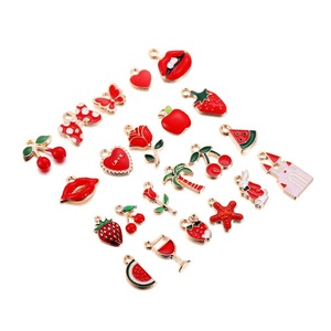 Pendentif en alliage thème rouge, formes variées, pour la fabrication de colliers, apprêts de bijoux en fer émaillé - Product Image 1