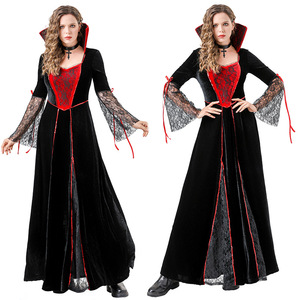 Disfraz de Bruja Demonio para Mujer Yi Xiaoyi, Vestido Largo de Terciopelo Negro y Rojo, Disfraz de Halloween para Adultos, Actuación en Escenario - Product Image 1