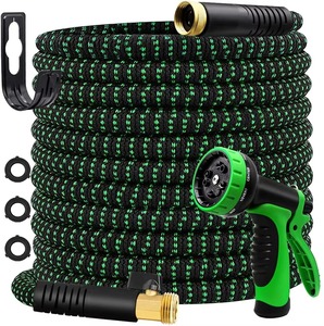 Manguera de Jardín Extensible Jade Hill de 50 Pies, Ligera, Antiabrasión, Enrollable, con Conectores de Latón Sólido y Núcleo de Látex - Product Image 1