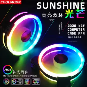 حالة مروحة PC التبريد RGB مروحة مع IR عن بعد هادئة وحدة معالجة خارجية للحاسوب وحدة المعالجة المركزية برودة و المبرد مكونات الكمبيوتر 120 مللي متر مروحة