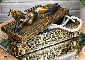 Hermosa Reina del Antiguo Egipto Cleo Patla joyero decorativo pequeña estatua diosa Isis - Product Image 6