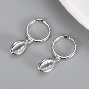 Pendientes de moda joyería 925 plata esterlina verano playa Shell gota pendientes 18K chapado en oro pendientes de aro para mujer - Product Image 5