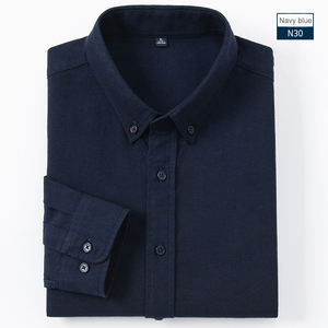 Camisas de Vestir para Hombre de Sarga de Algodón <span class=keywords><strong>Oxford</strong></span> Personalizables de Alta Calidad Antiarrugas Manga Larga Formal de Negocios en Blanco - Product Image 2