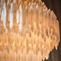 Lustre en cristal de sélénite de style américain, lampe suspendue moderne de luxe sur mesure pour salon, hall d'entrée, luminaire