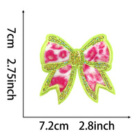 Patch brodé personnalisé DIY imprimé léopard, rose et vert, avec nœud exquis, pour décoration de doudoune et sac à dos