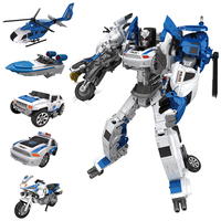 Mainan Robot Mobil Polisi yang Dapat Berubah Bentuk 20cm 5 in 1 Seri Kombinasi Figur Aksi Dari Set City Defenders SINCO