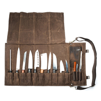Sac à roulettes en toile cirée pour chef professionnel OEM, sac à couteaux en PU ciré durable pour les outils de cuisine