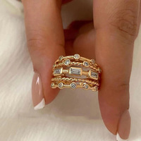 Nouvelles bagues soleil en laiton plaqué or 18 carats pour femmes 2024, avec pierre naturelle, texture métallique creuse, bague multicouche, bijoux tendance