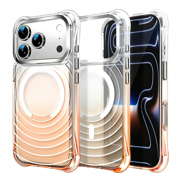 Anti-Yellow Gradient-Color Protective Case Supports Magnetic Wireless Charging TPU Shock-Resistant Case for Iphone 12-18Pro Max