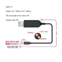 Cable Adaptador Convertidor USB de 5V a 9V/12V CC, Módulo Elevador de Voltaje, Conector de 2.1x5.5mm