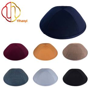Yihaoyi Vente en gros Kippa juive de haute qualité en lin à <span class=keywords><strong>4</strong></span> panneaux avec clips - Product Image 1