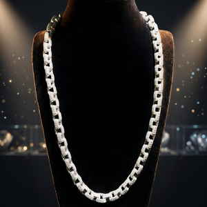 สร้อยคอแบบ Cuban Link ประดับเพชรโมอิสซาไนต์เต็มเส้น สุดหรู สไตล์ฮิปฮอป ชุบทอง 18K เงินแท้ 925 รับรองโดย IGI ของขวัญสุดพิเศษ - Product Image 1