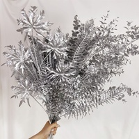 A-292 Künstliche Silber Weihnachts blumen Silber Arrangement Kunststoff Pflanzen Silber Weihnachts schmuck