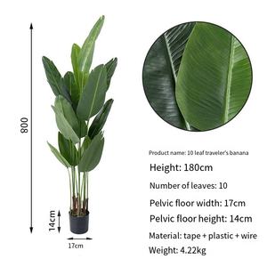 Plante Artificielle du Voyageur Banane Canna Feuilles Épaissie Pot Plancher Plante Verte-149 - Product Image 6