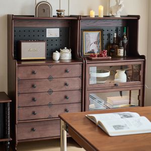 French Retro Solid Wood <b>Sideboard</b> 900mm <b>Storage</b> Cabinet Glass Door Display Unit Kangaroo Cabinet - Product Image 4