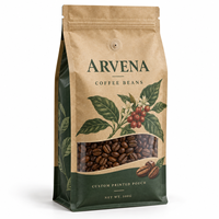 Sacs d'emballage pour café à fond plat imprimés sur mesure avec valve, fermeture éclair et fenêtre transparente pour 500 g de grains entiers, pochettes de style kraft