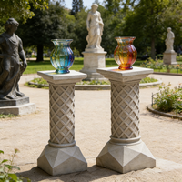 Socle en résine - Finition effet pierre, bases symétriques élégantes pour vases de jardin et présentoirs de sculptures d'extérieur