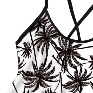 Nuevo Bikini Sexy con Estampado de Palmeras, Cuello Alto, Cintura Alta, Arrugado, de Dos Piezas, Traje de Baño para Mujer, Traje de Baño Personalizado - Product Image 6