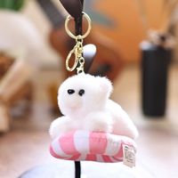Anneau de natation mignon tube ours polaire pingouin dauphin loutre poupée en peluche porte-clés pendentif peluche océan mer peluche breloque de sac