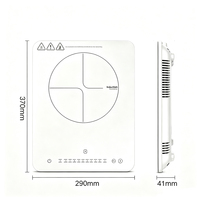 Table de cuisson à induction ultra-mince 2000W à brûleur unique, norme CE européenne, avec plateau en verre transparent blanc